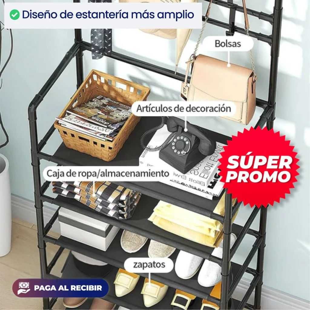 ORGANIZADOR DE ZAPATOS 4 NIVELES Y PERCHERO