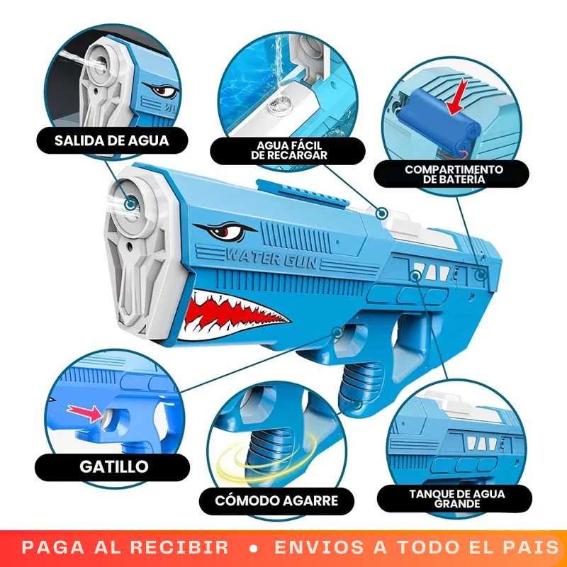 Pistola Lanza Agua Automática Shark | Diversion todo el Verano