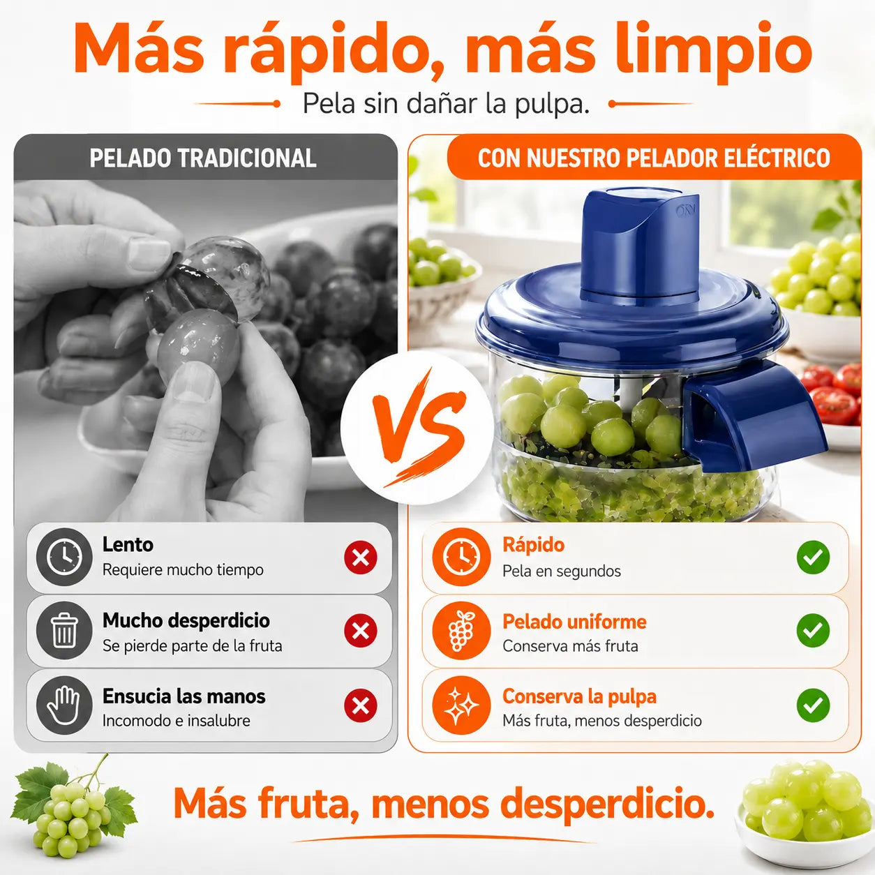 Pelador Eléctrico de Frutas y Verduras | Pela en Segundos Sin Esfuerzo