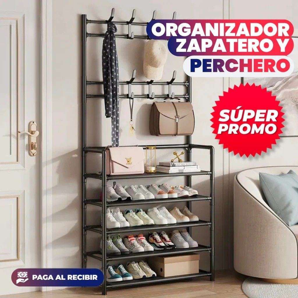 ORGANIZADOR DE ZAPATOS 4 NIVELES Y PERCHERO