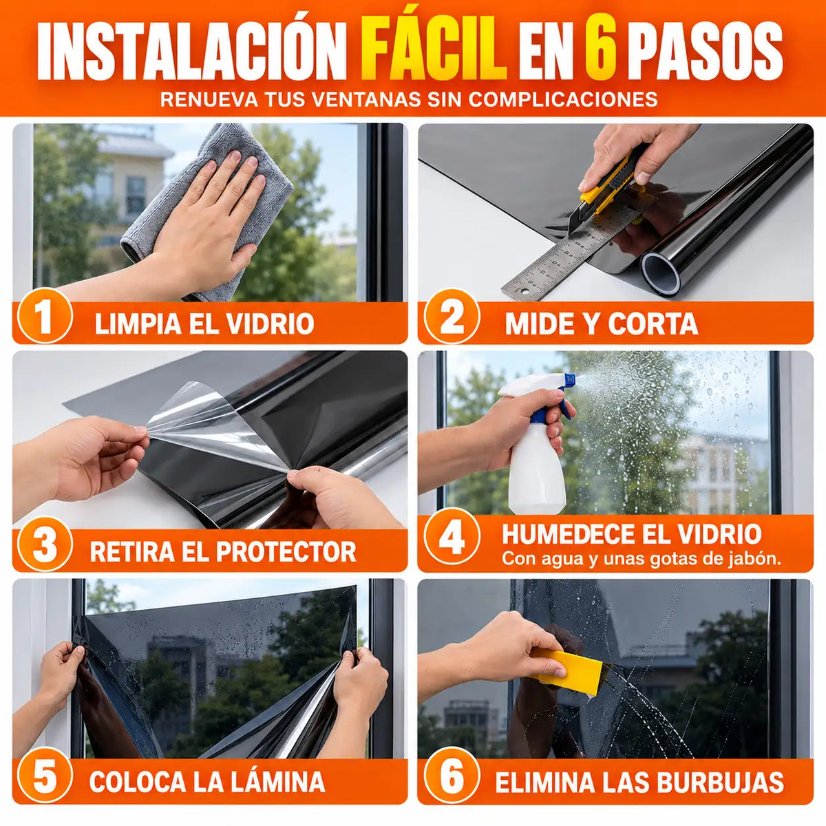 Vinilo Adhesivo Anti-UV para Ventanas 5 Metros | Más Privacidad y Menos Sol Directo