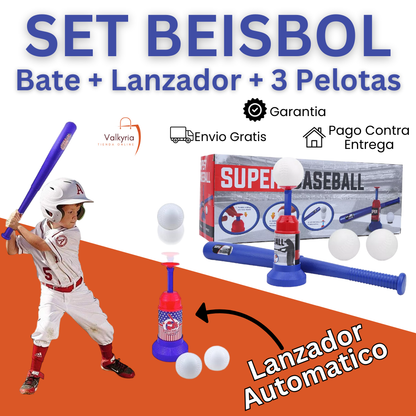 Set Beisbol Bate Y Lanzador De Pelota para Niños