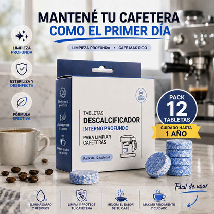 Pack 12 pastillas limpia Cafetera - Deja Tu Cafetera como el Primer Dia | 12 Meses de limpieza