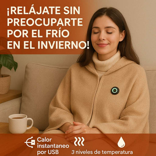 Poncho Manta Calefactora Usb | El abrigo inteligente que calienta tu cuerpo