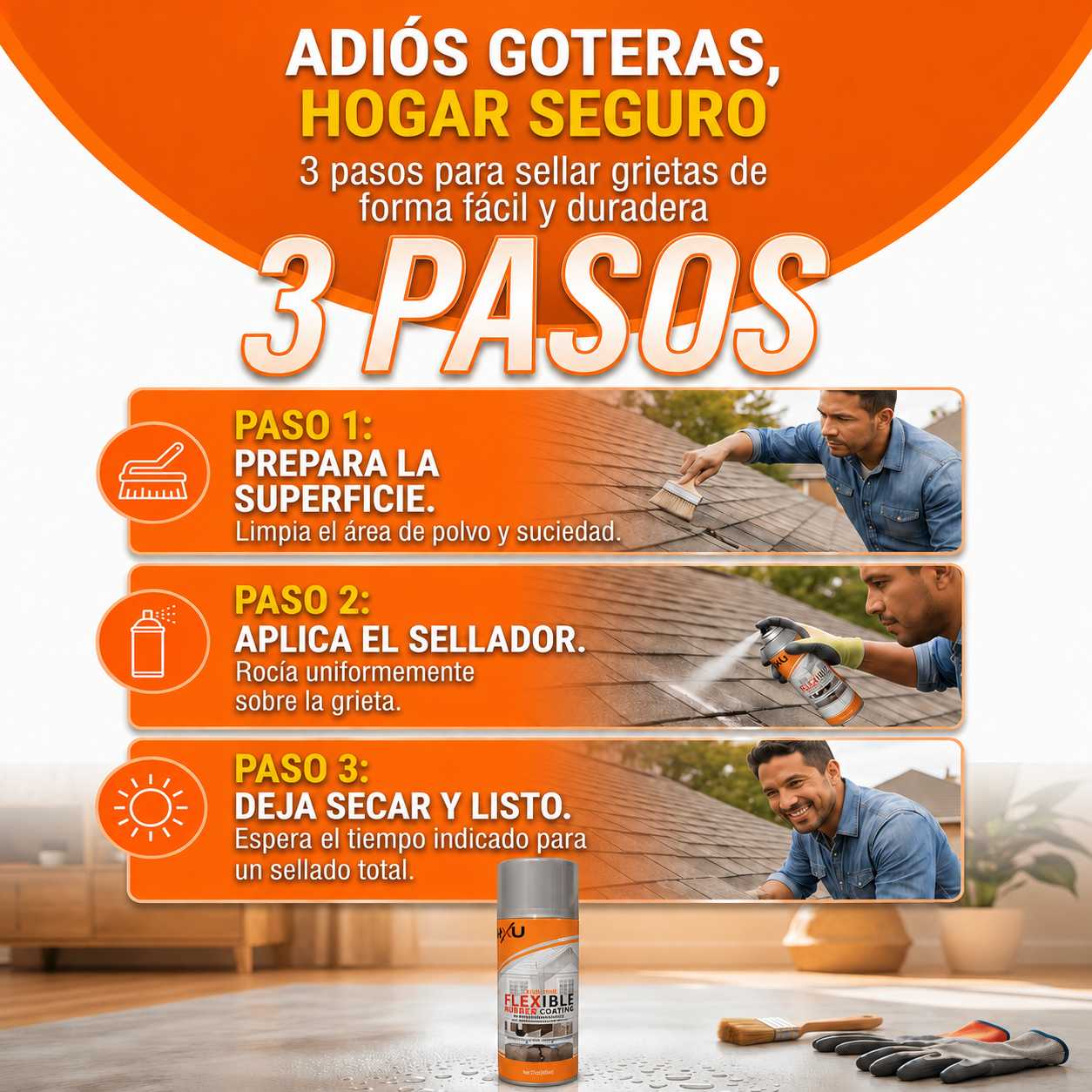 Spray Sellador SealFix 700 ml | impermeabilizante contra filtraciones y grietas | sin maestros ni obras costosas!