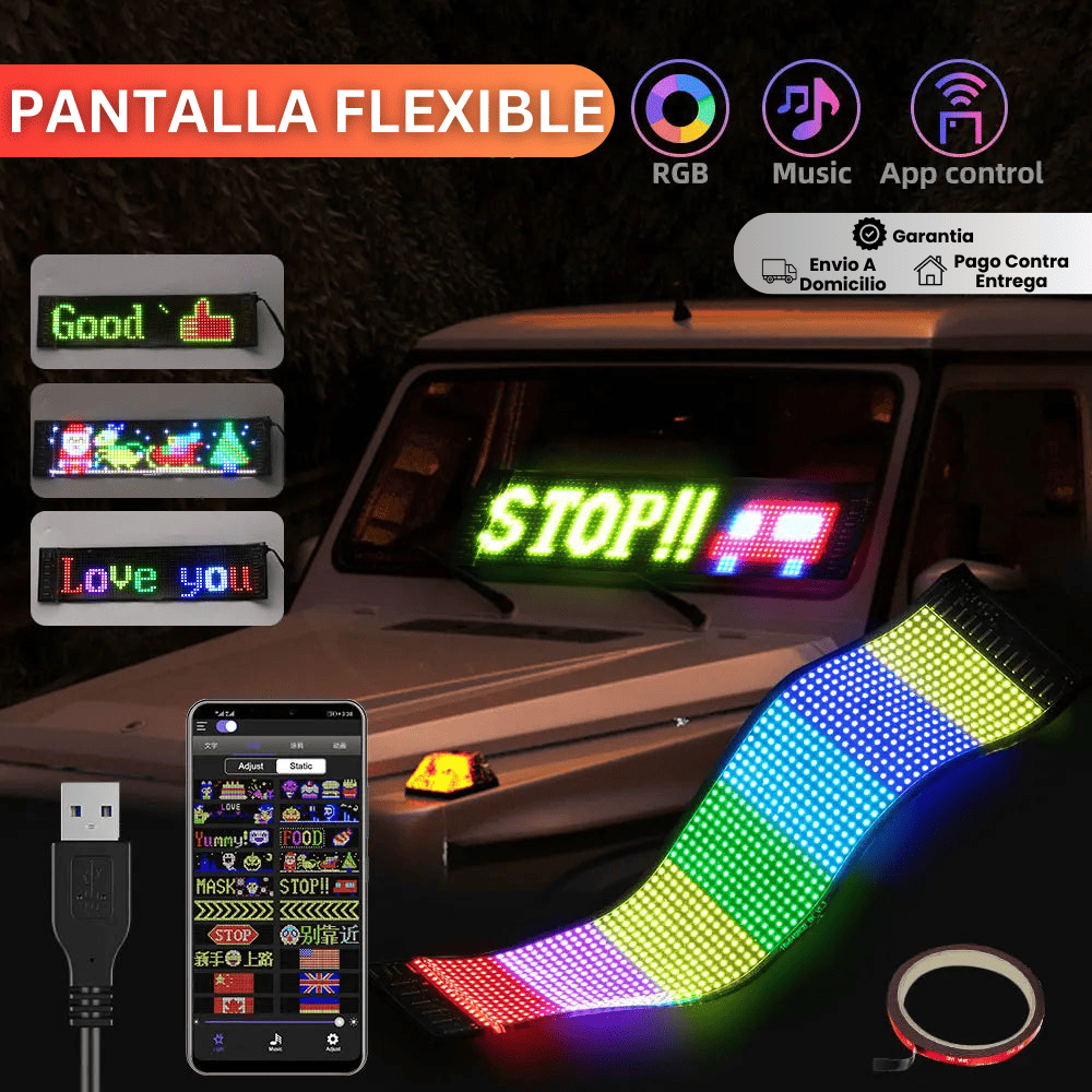 PANTALLA FLEXIBLE LED (Para Camion auto o negocio) 10x38 CM