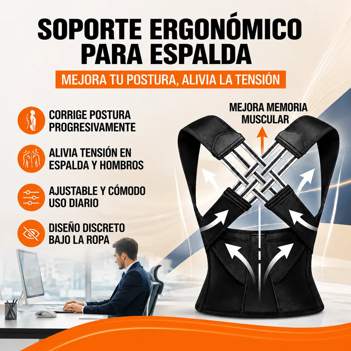 Corrector de Postura Ajustable | Ayuda a Mejorar la Postura y Aliviar la Tensión en Espalda y Hombros