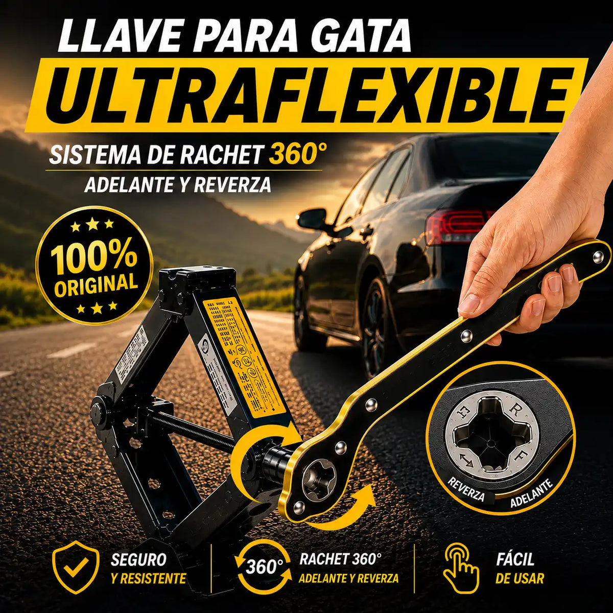 Llave para Gata 33 cm | Cambia la Rueda Rápido y sin Esfuerzo