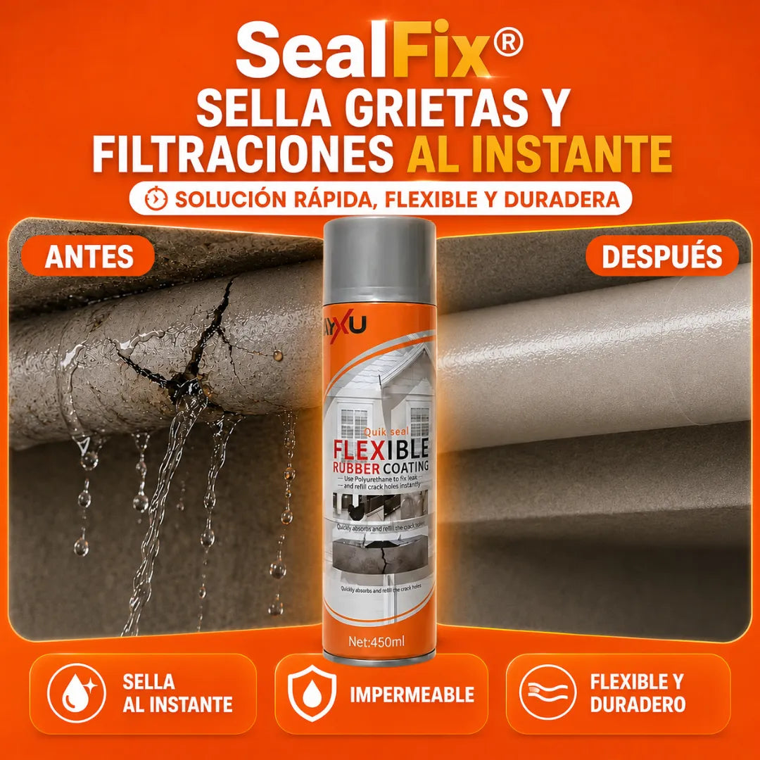Spray Sellador SealFix | impermeabilizante contra filtraciones y grietas | sin maestros ni obras costosas!