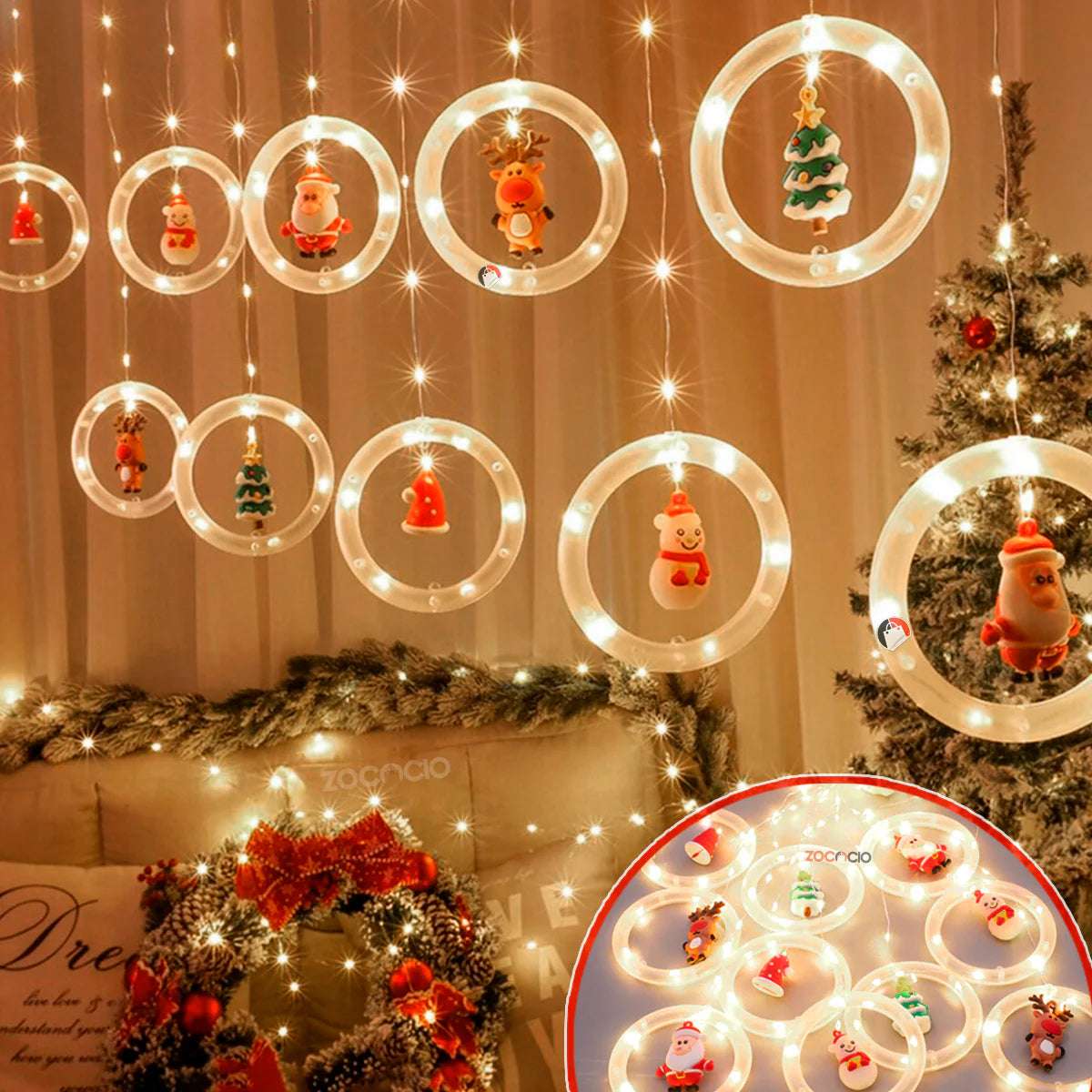 Pack 10 Guirnaldas Redonda LED con Figuras Navideñas