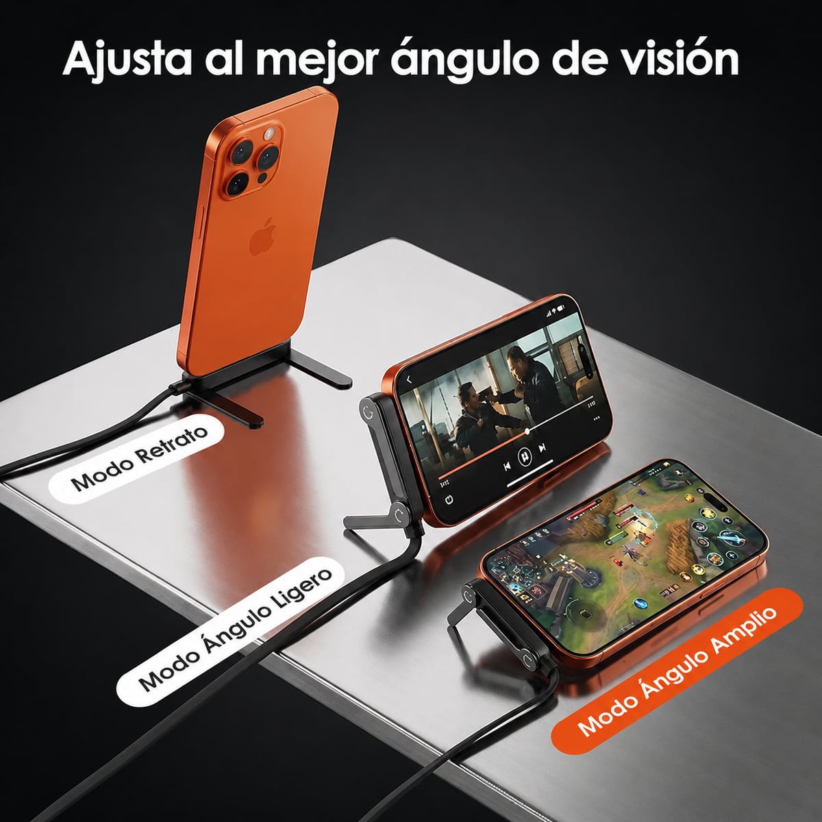 PROMO 2X1 | Cable Cargador rápido 240W con Soporte integrado 1.5 Metros | TIPO-C  para Android y  Iphone