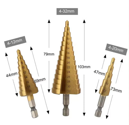 Brocas Conicas 3 Unidades  4 A 32 Mm