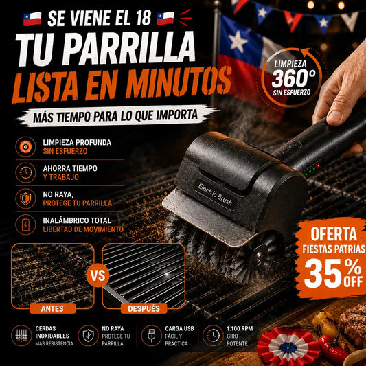 🇨🇱 OFERTA 18CHERA + Regalo 🎁 | Cepillo Eléctrico para Parrillas | Limpia Más Rápido y Disfruta Más del Asado