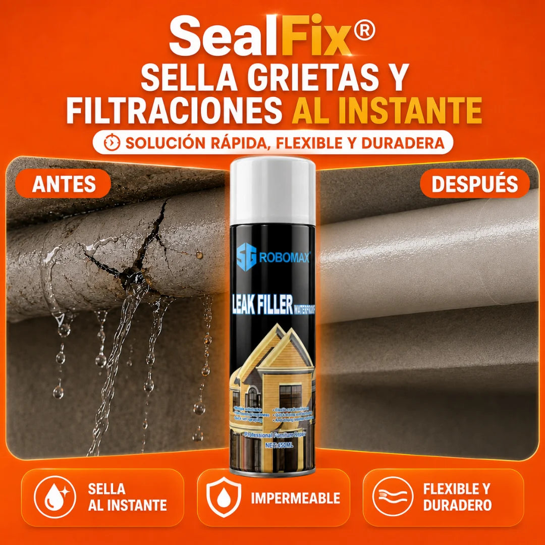 Spray Sellador SealFix | impermeabilizante contra filtraciones y grietas | sin maestros ni obras costosas!